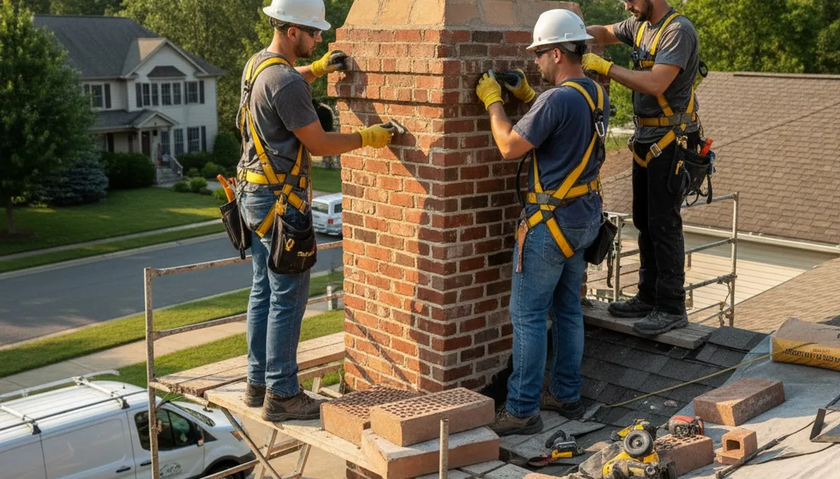 Atlanta, GA chimney repair for masonry, mortar, and flashing on a home exterior
