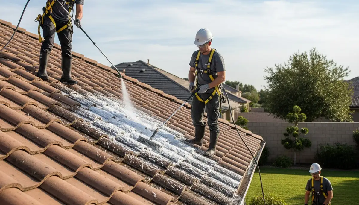 Atlanta, GA roof cleaning removing algae and moss for a cleaner, protected home exterior