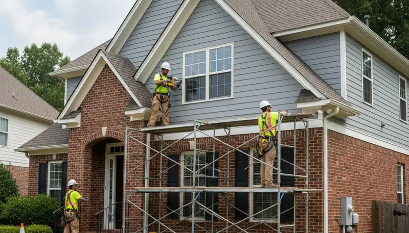 Siding contractor in Atlanta, GA installing durable exterior siding for a home